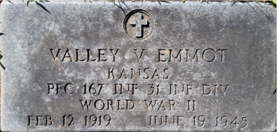 Emmot's headstone at Sunset Cemetery, Manhattan, Kansas.